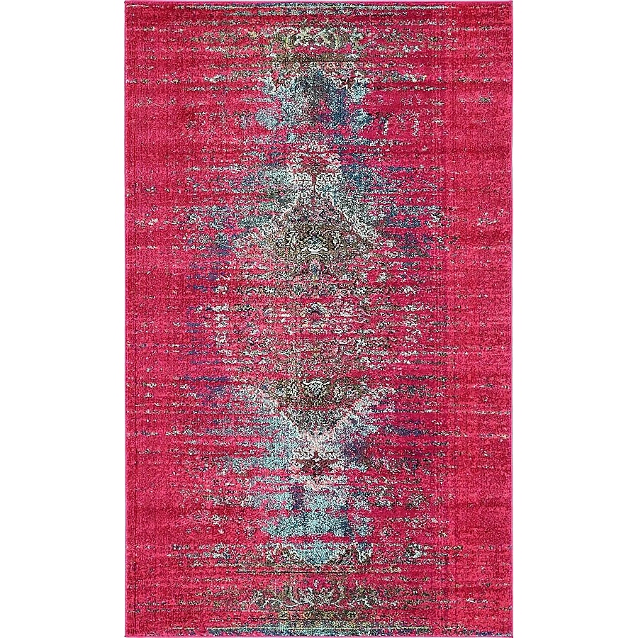 Unique Loom Warhol Vita 11 x 16 Fuchsia/Light Blue Indoor Medallion Oriental Area Rug Unique Loom Warhol Vita 11 x 16 Fuchsia/Light Blue Indoor Medallion Oriental Area Rug