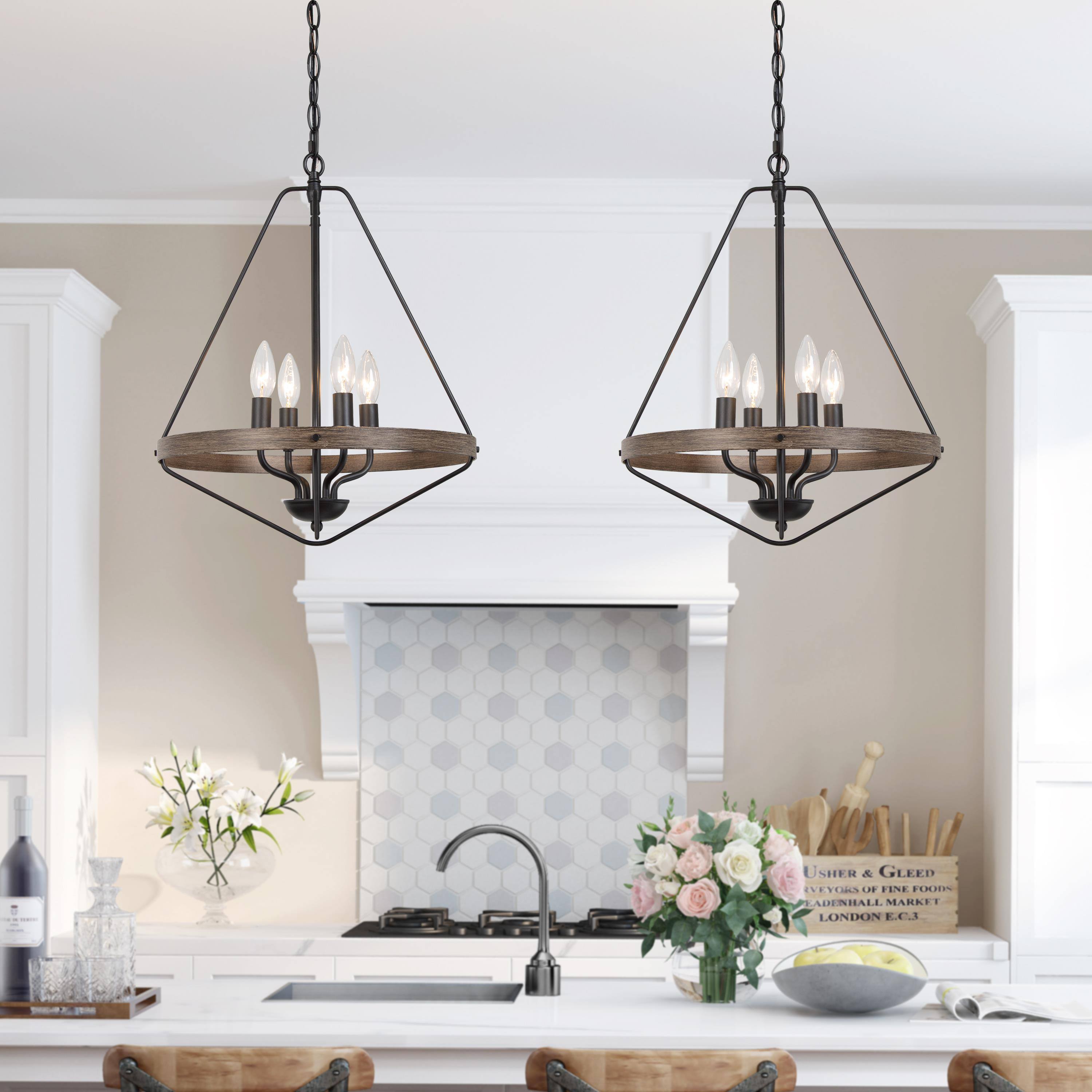 LNC ZYIJBNLWS415577 Laius 4 -Light Matte Black Farmhouse Cage For Use in Bedrooms, Dining Rooms, Foyers, Kitchens, Living Rooms Chandelier