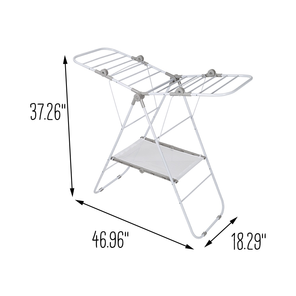 White Heavy-Duty Folding Gullwing Laundry Drying Rack