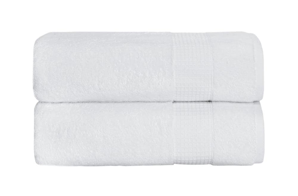 SaaSoh MIC-2PKBT-WHT 2-Piece White Cotton Quick Dry Bath Towel Set (Milano)