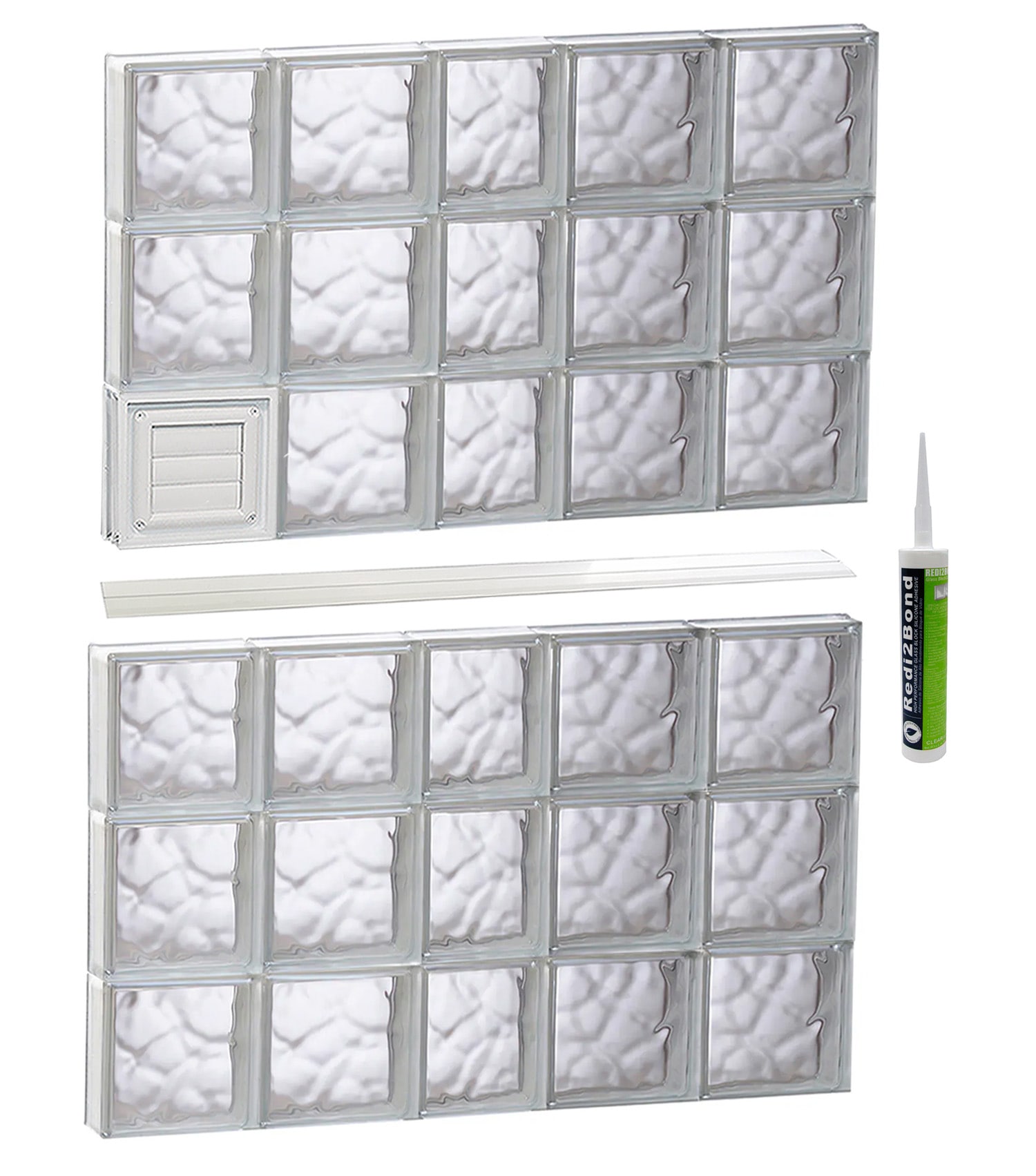 REDI2SET D3848DC Wavy Glass 36-3/4-in x 46-1/2-in Frameless Replacement Dryer vent Glass Block Window