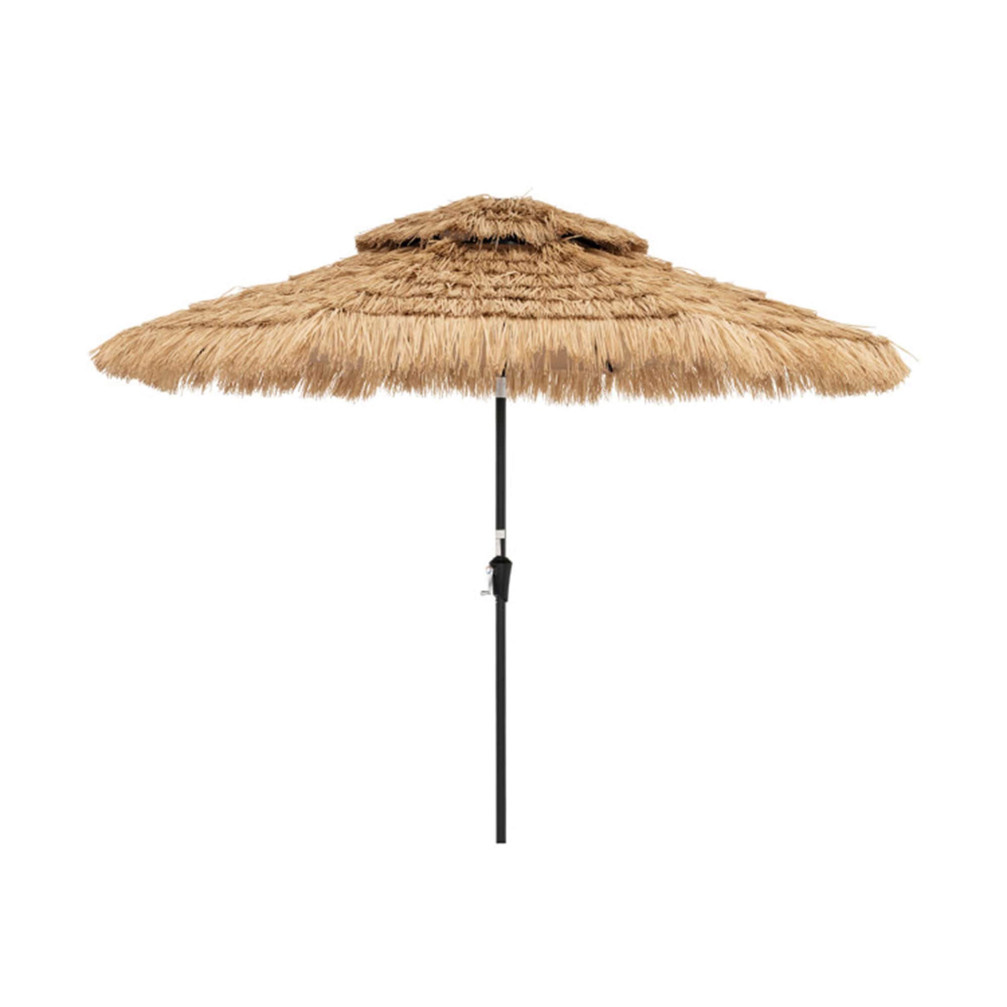 BABOOM BOM-NP10391-CO 9-Feet Iron Brown Push-button Tilt Market Patio Umbrella with Lights and