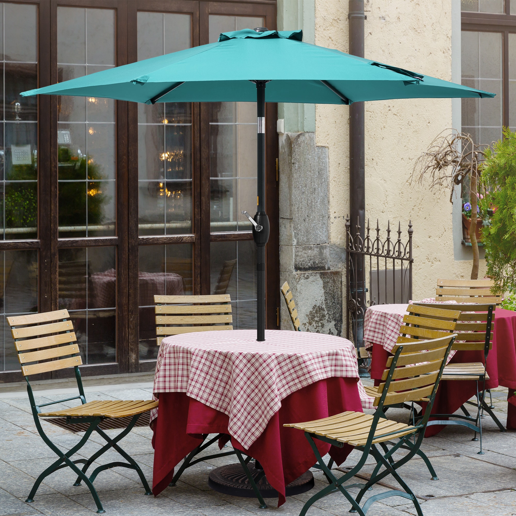 ACEGOSES 7.5-ft Steel Light blue Push-button Tilt Modern Patio Umbrella ...