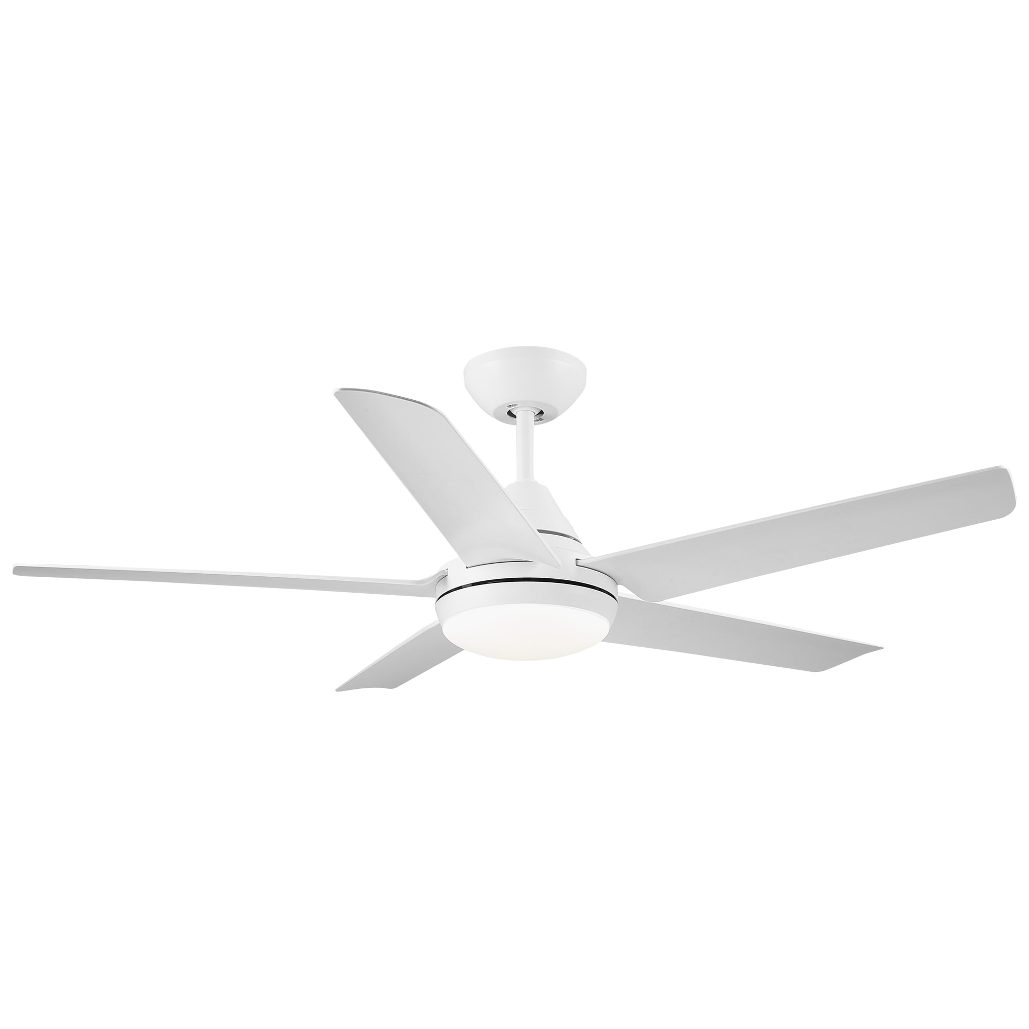 Yardreeze YHDO-48WH 48-in Outdoor Downrod or Flush Mount White with ABS Blades Ceiling Fan With Light - Remote Included ( 5 -Blade )