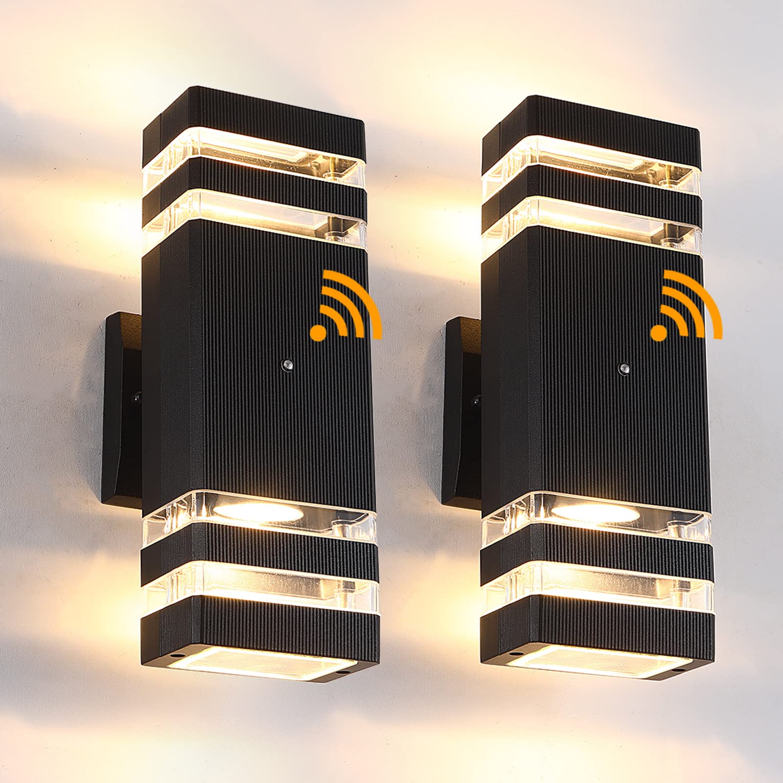 Justincity  Dusk to Dawn LED Outdoor Wall Light 2 pack 3000K Warm White Aluminum Sensor Waterproof Fixture for Porch Patio Garage Yard