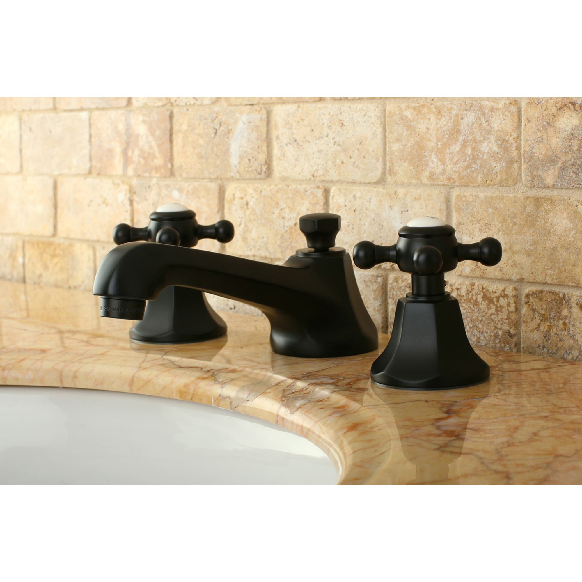 Kingston Brass WLKS4465BX Georgian Oil-rubbed bronze Widespread 2-handle Low-arc Residential Handle Bathroom Sink Faucet with Drain