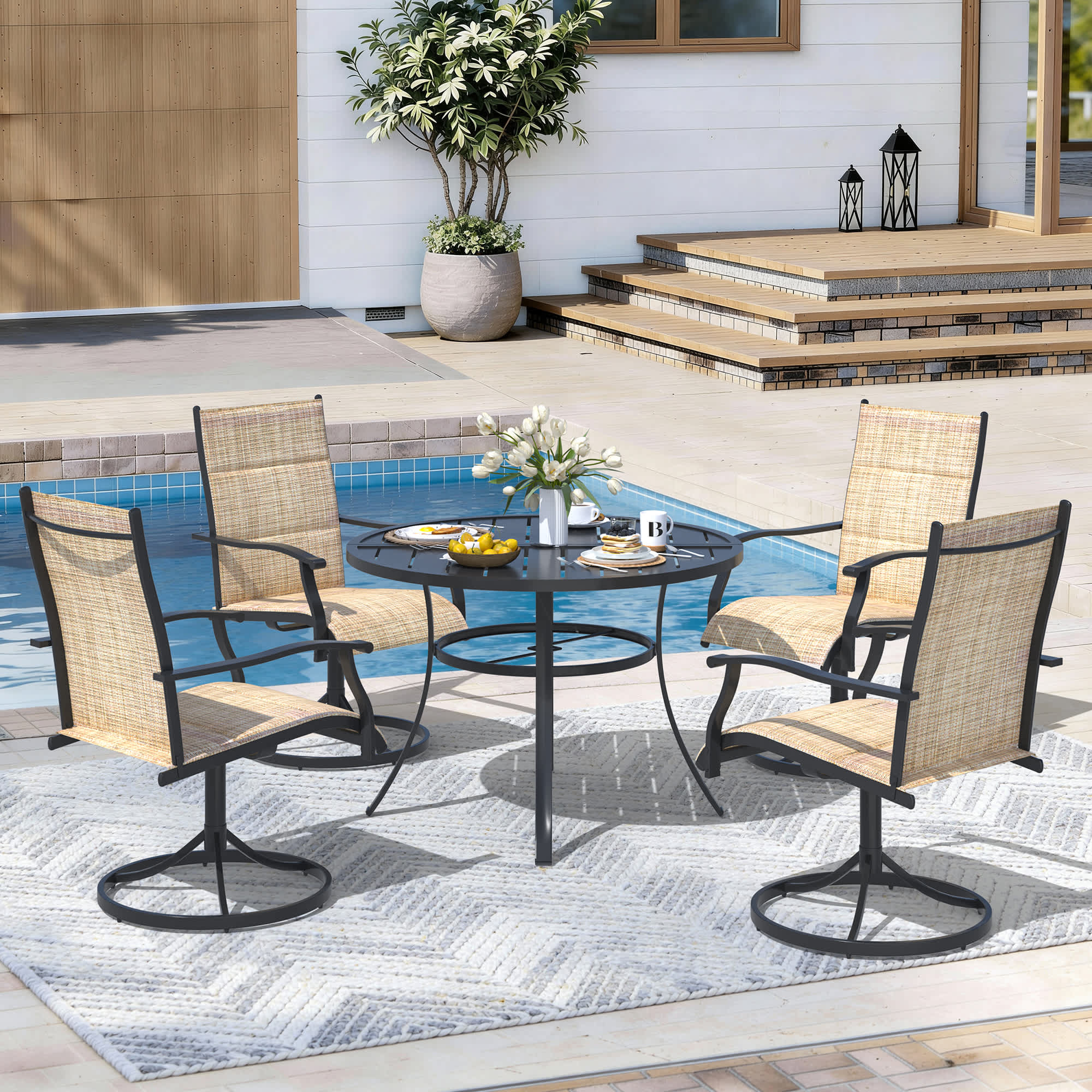 U-HOMY ZXOT001BK+010BN Patio-Dining-Sets - View #5