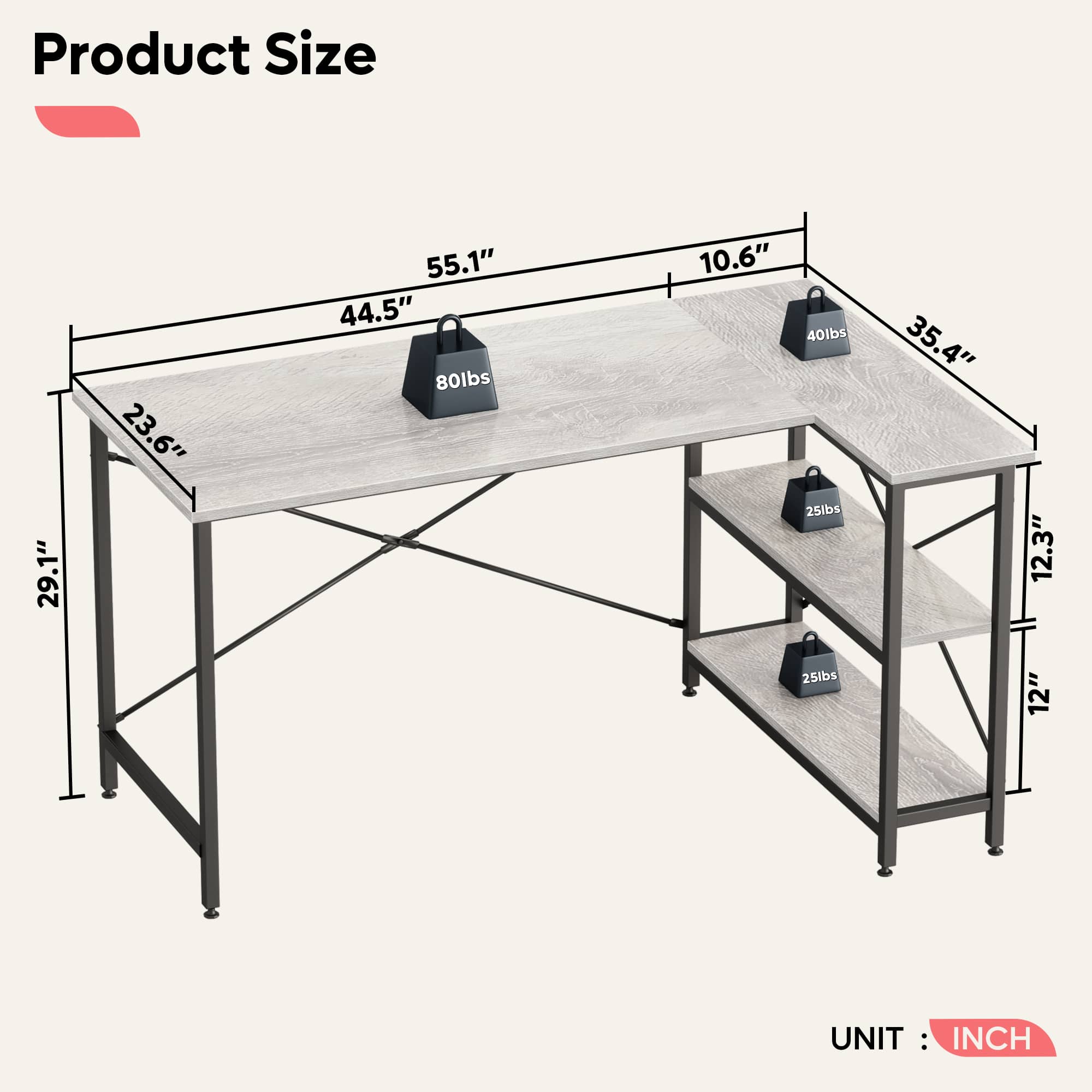 Bestier LOW-D244X-BSH desks - View #2