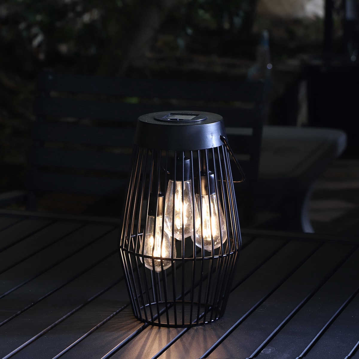 allen + roth 4-in x 6.6-in Black Metal Solar Outdoor Decorative Lantern in  the Outdoor Decorative Lanterns department at