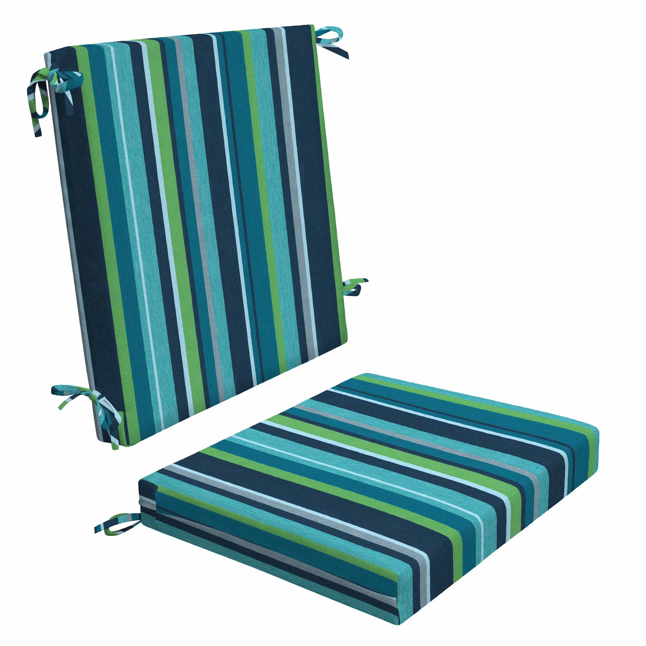 3i Products LO1107-101A144 Stripe Poolside Mid Back Dining Chair Cushion 17.5-in x 19-in Poolside Patio chair cushion