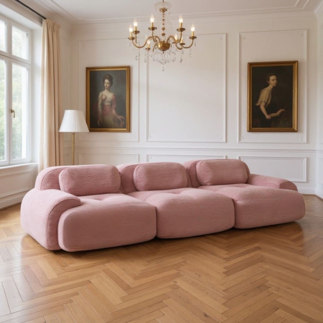 Homy Casa SMZO 117.3 in Velvet Sectional Sofa with Modular