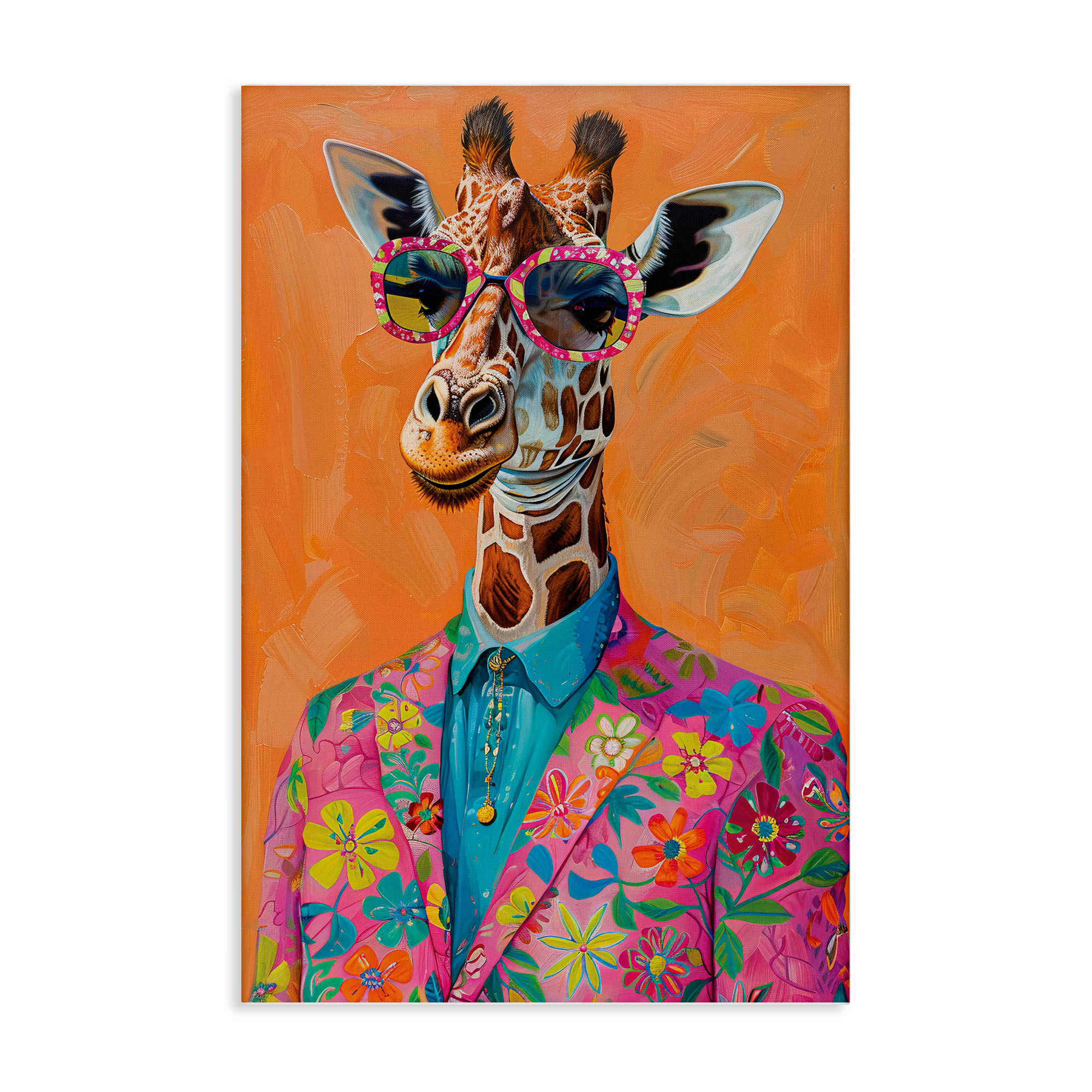 Stupell Industries BT-896-CN-20X30 Bright and Trendy Giraffe in Suit Canvas Wall Art By LSR Design Studio 20 x 30