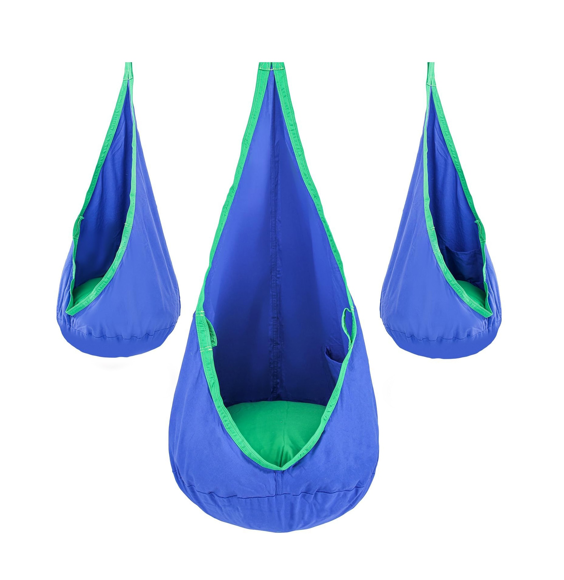 Etokfoks  Kids Pod Swing Seat with Inflatable Cushion and Cotton Canvas Hammock Chair 70 cm Diameter Indoor Outdoor Hanging Chair 176 lb