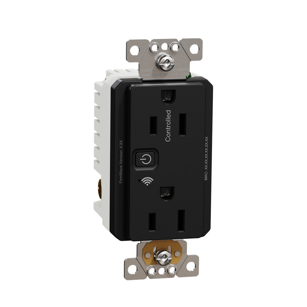 Square D SQR441U1BKW X Series 15 -Amp 125-volt Tamper Resistant Residential Decorator Smart Compatible Outlet , Matte Black