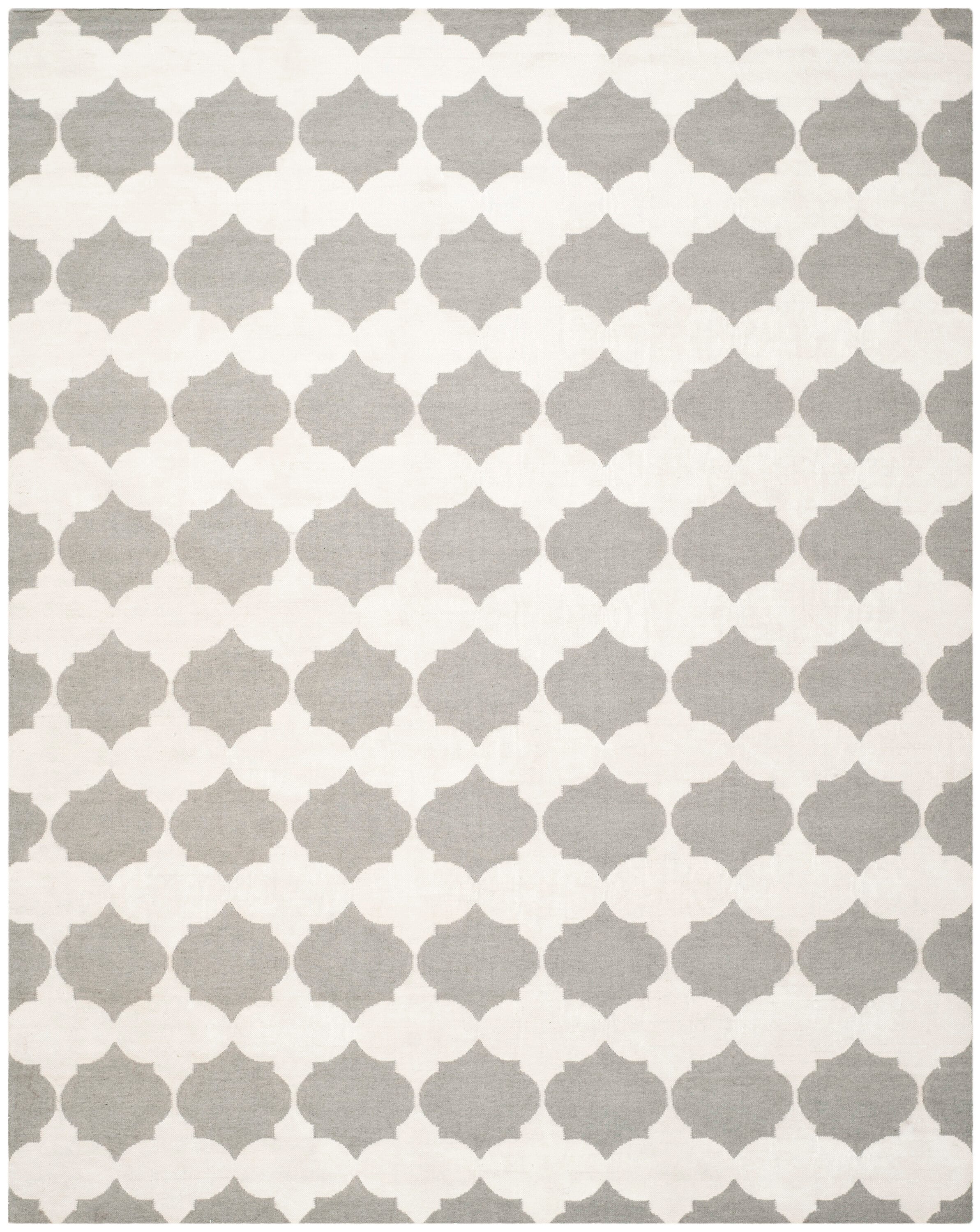 Handmade Geometric Gray Wool 8' x 10' Flat Woven Area Rug