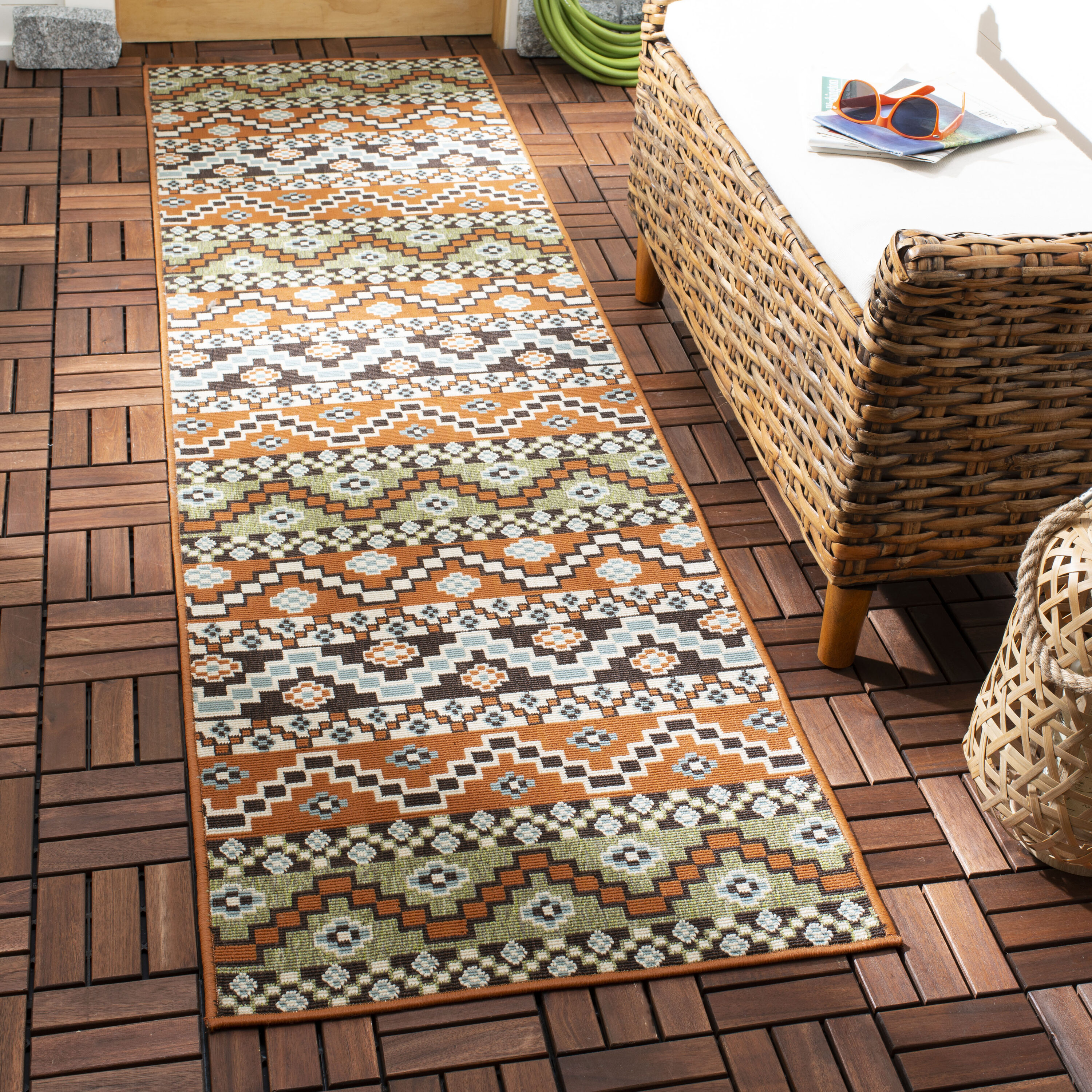 Runner Rug, Kitchen Rug, Terracotta Runner Rug, Moroccan Tiles Rug