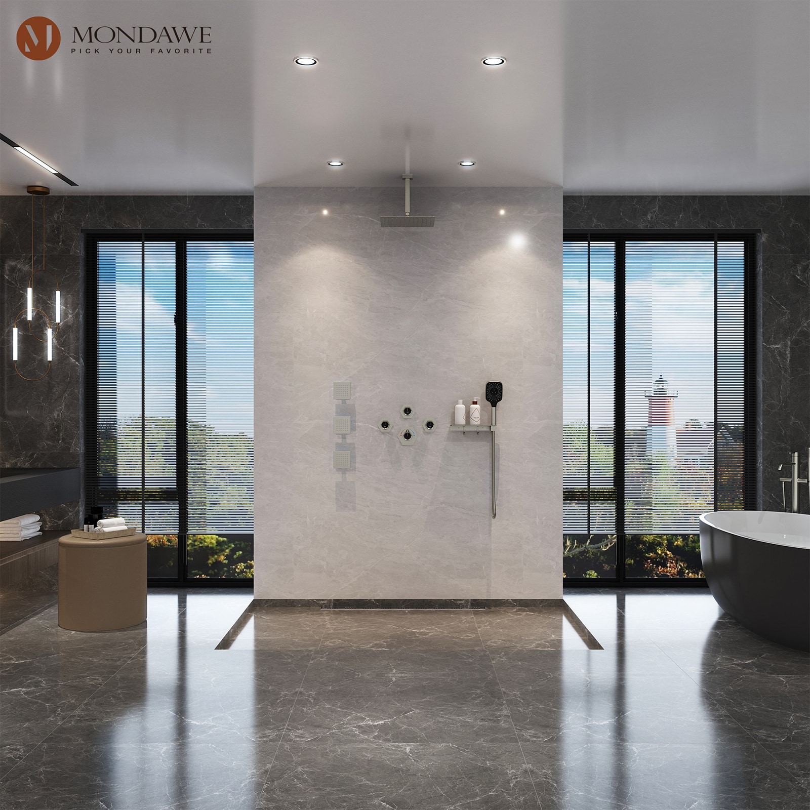 Mondawe MO-DT161MB Showerhead-Bar-Panels - View #2