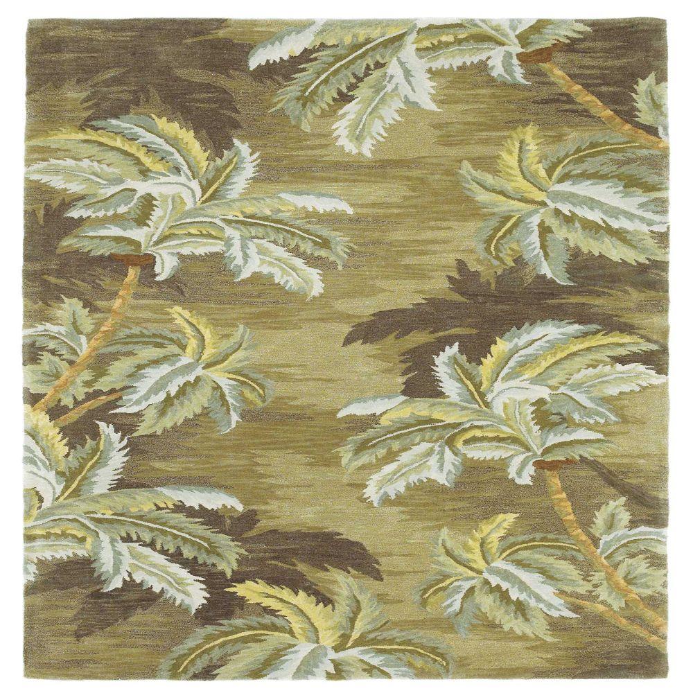 HomeRoots 350425 Bernadette 8 X 11 (ft) Wool Green Indoor Floral/Botanical Area Rug