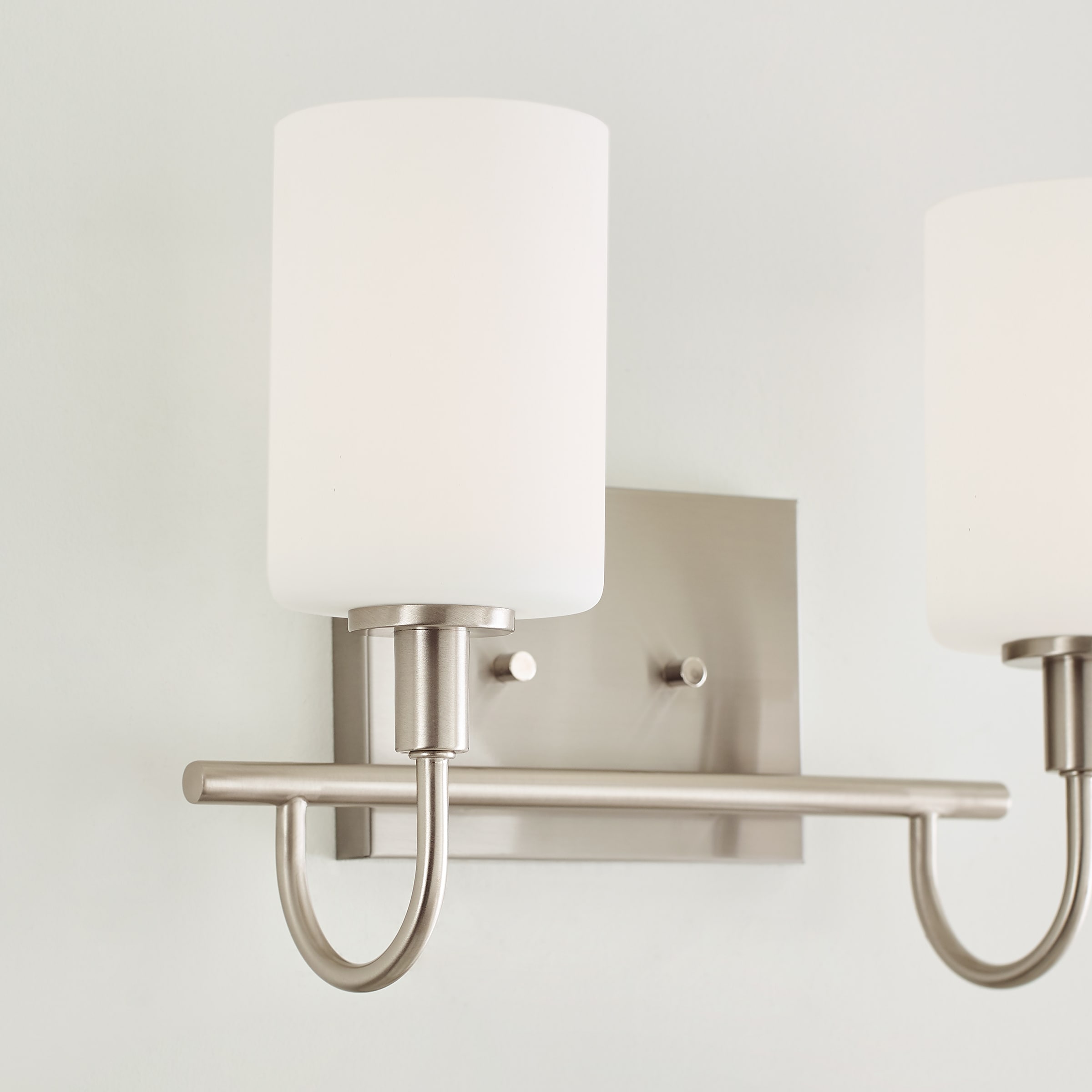 Oak Moore 13.875" Brushed Nickel 2-Light Bath Vanity with Etched Glass