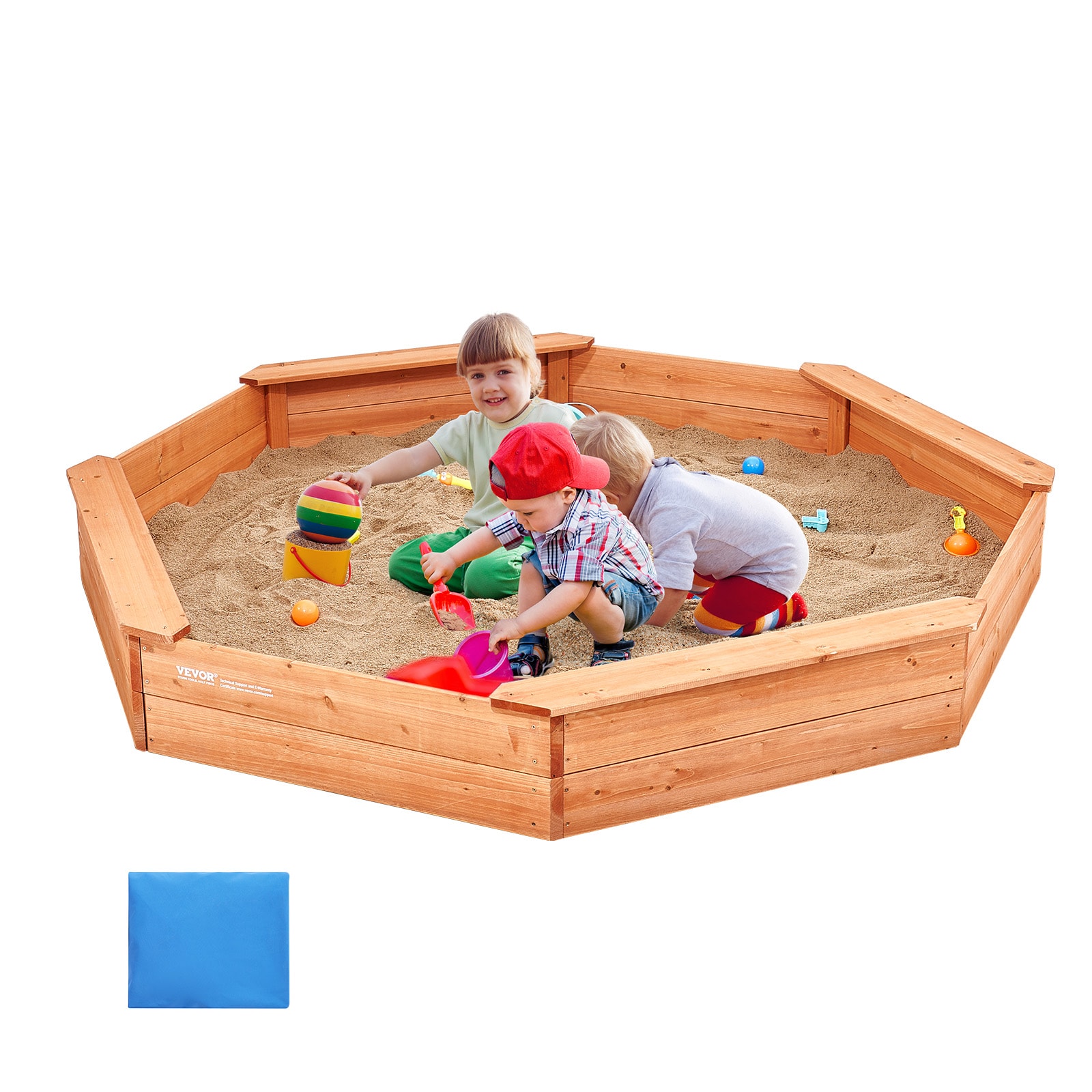 VEVOR SXMZBBXJCK00P5OVOV0 75.6-Inches x 75.6-Inches Brown Octagon Wood Sandbox