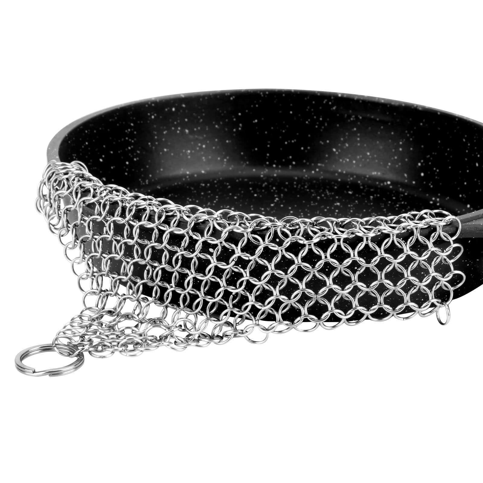 DHMHD  Cast Iron Cleaner Six by Six Point Three Inch Stainless Steel Chainmail Scrubber for Skillet Griddle Dutch Oven Wok Pot Pan Dishwasher Safe