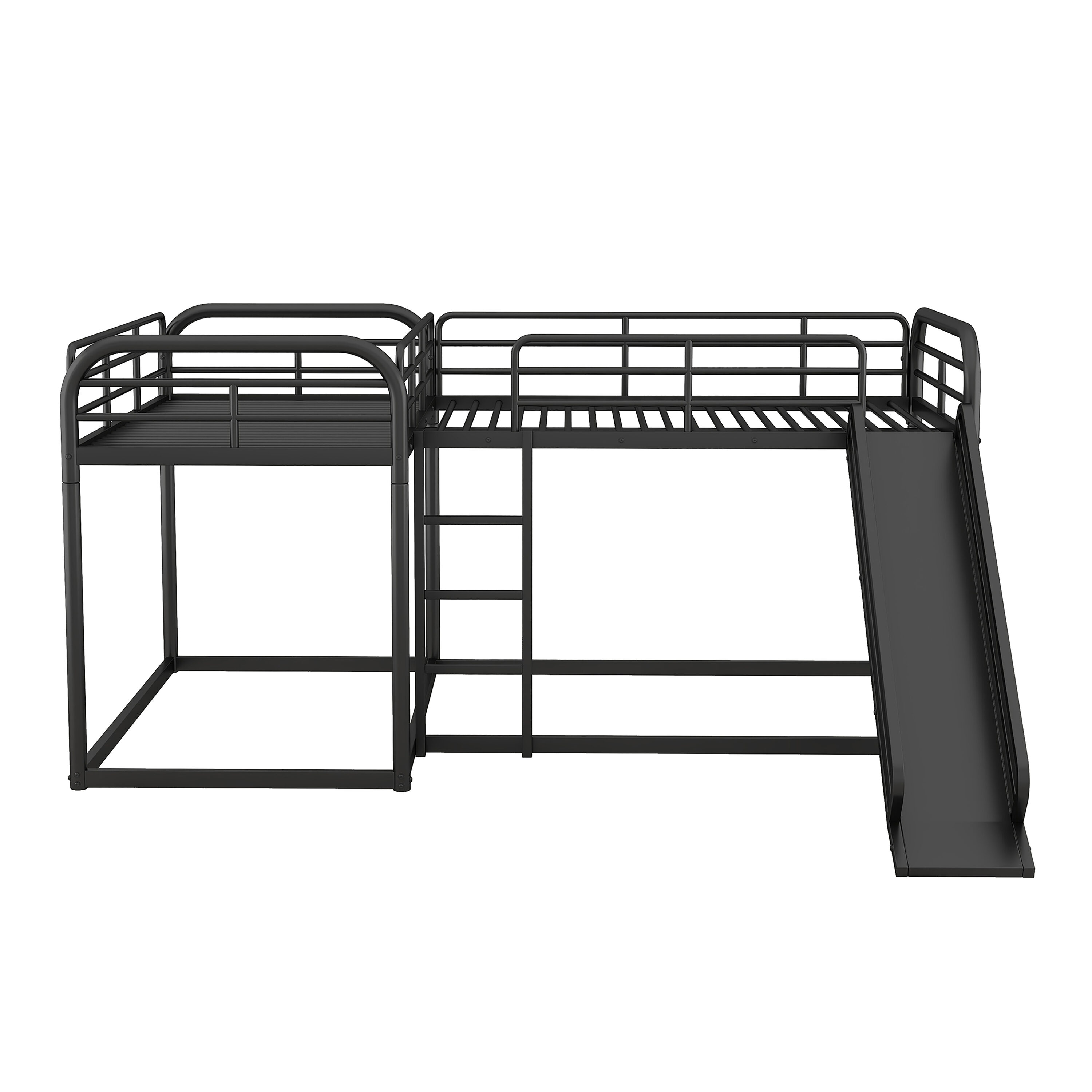 ModernLuxe Contemporary L-Bunk Bed, Full and Twin Size Bunk Bed for 4 ...