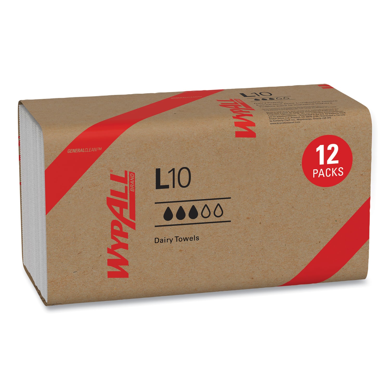 WYPALL ESNKCC01770 L10 SANI PREP Dairy Towels  Banded  2 Ply  9.3 x 10.5  Unscented  White  200 Pack  12 Packs Carton