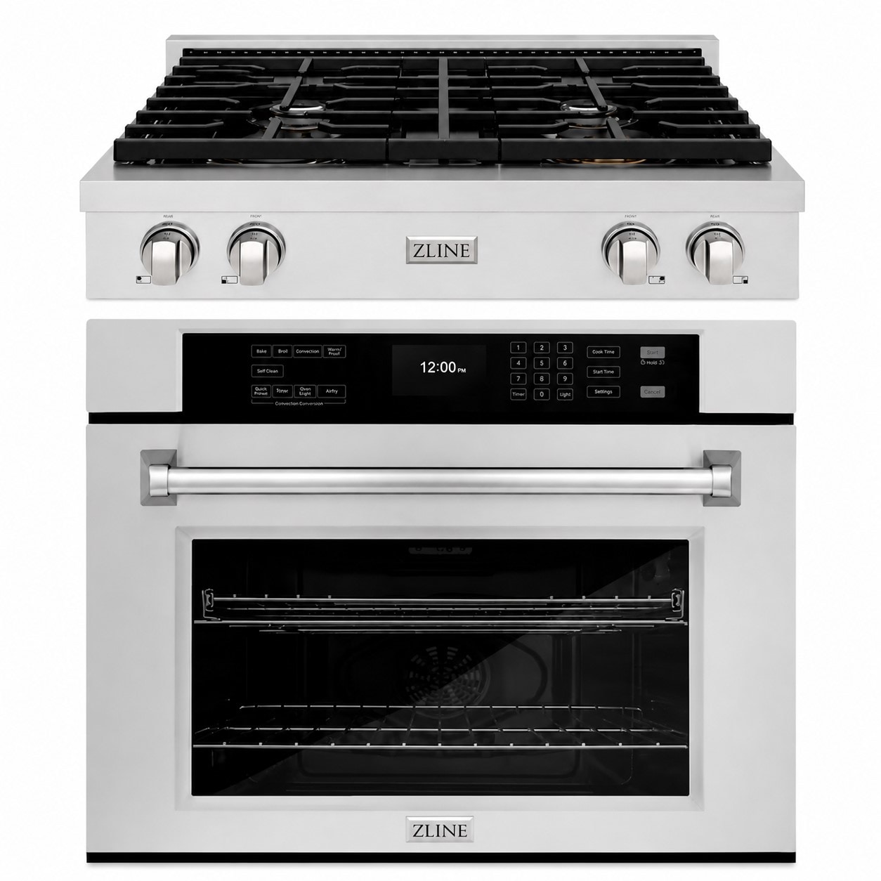 ZLINE KITCHEN & BATH Paramount 36-in 6 burners Stainless steel Gas Cooktop & Single Electric Wall Oven Pair