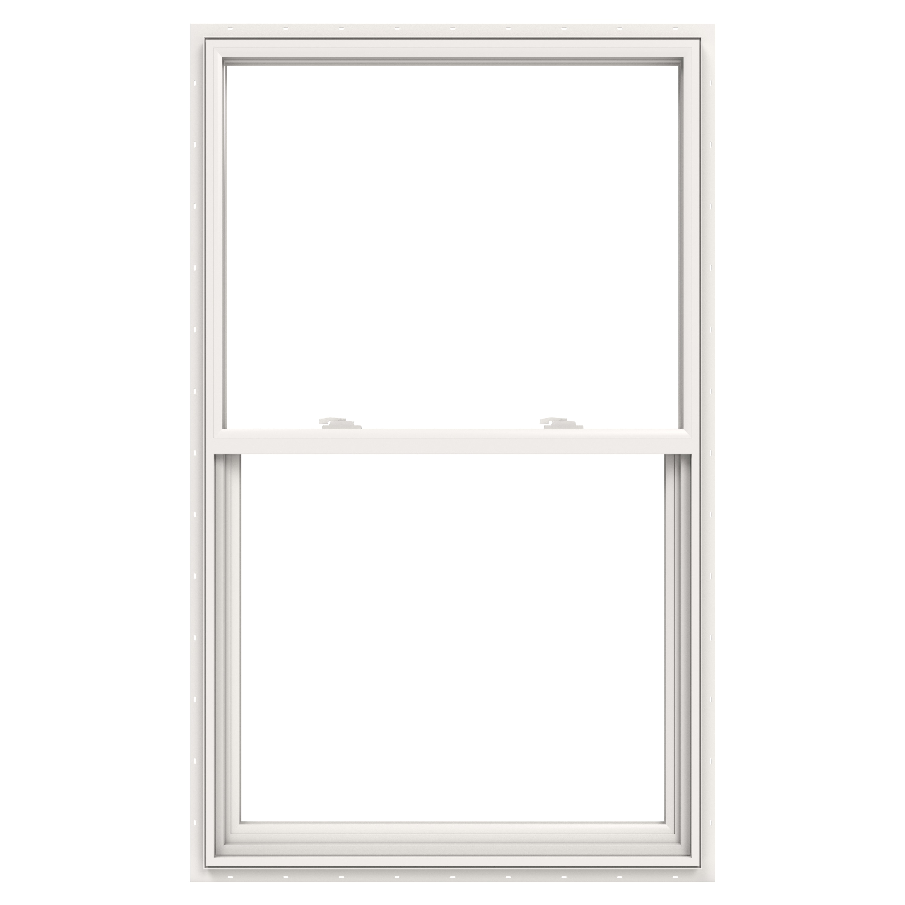 JELD-WEN JW234700158 V-2500 35-1/2-in x 59-1/2-in White Exterior Vinyl New construction Single Hung Window Low-E Double Pane Glass (Half Screen Included)