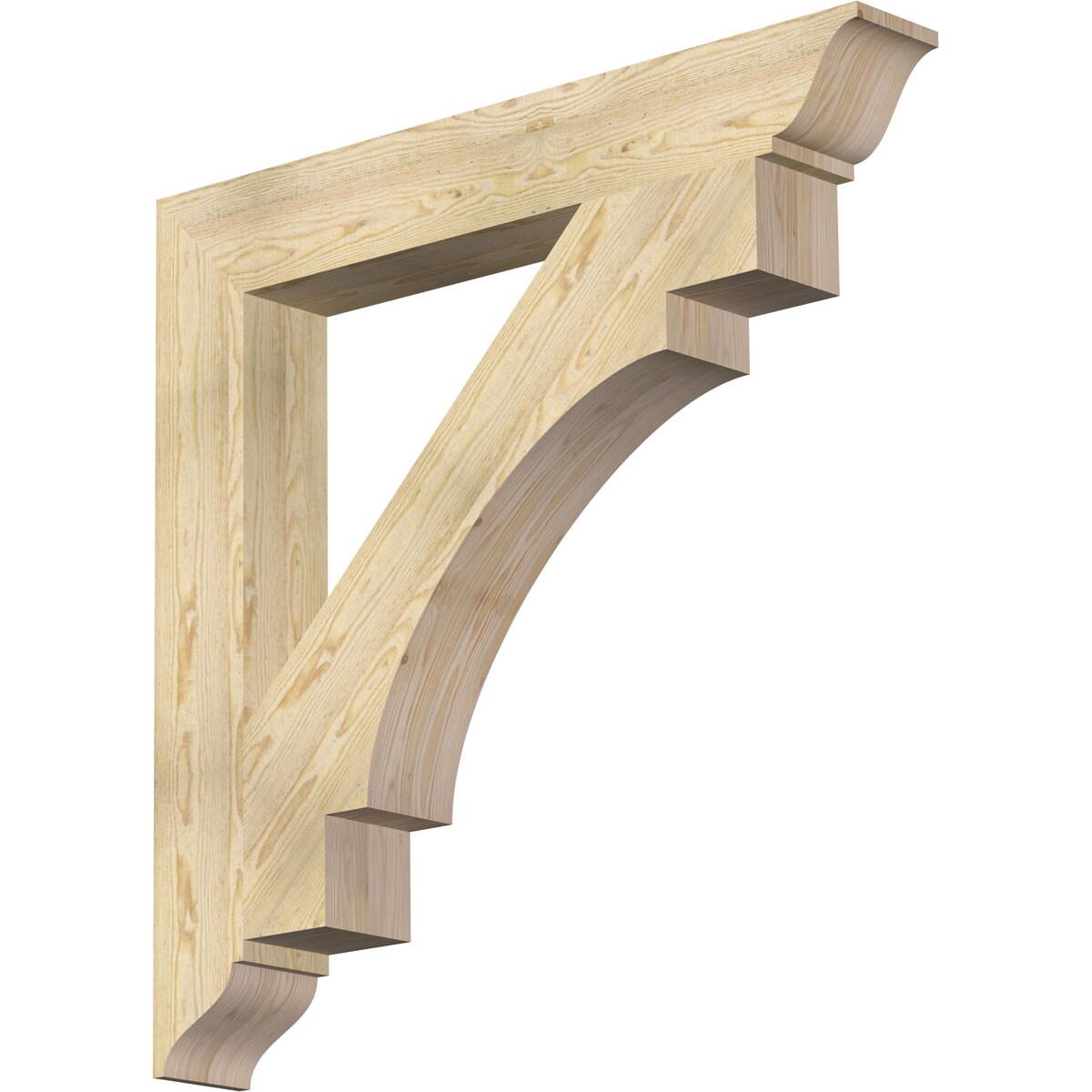 Ekena Millwork BKT06X44X44MRC01RDF Merced traditional rough sawn 6-in x 44-in x 44-in Douglas fir Brown Wood Standard bracket