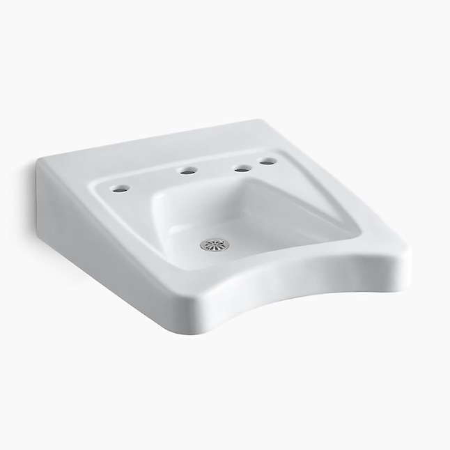 KOHLER Morningside Wall-Mounted Vitreous China Bathroom Sink in White with Overflow Drain KOHLER Morningside Wall-Mounted Vitreous China Bathroom Sink in White with Overflow Drain