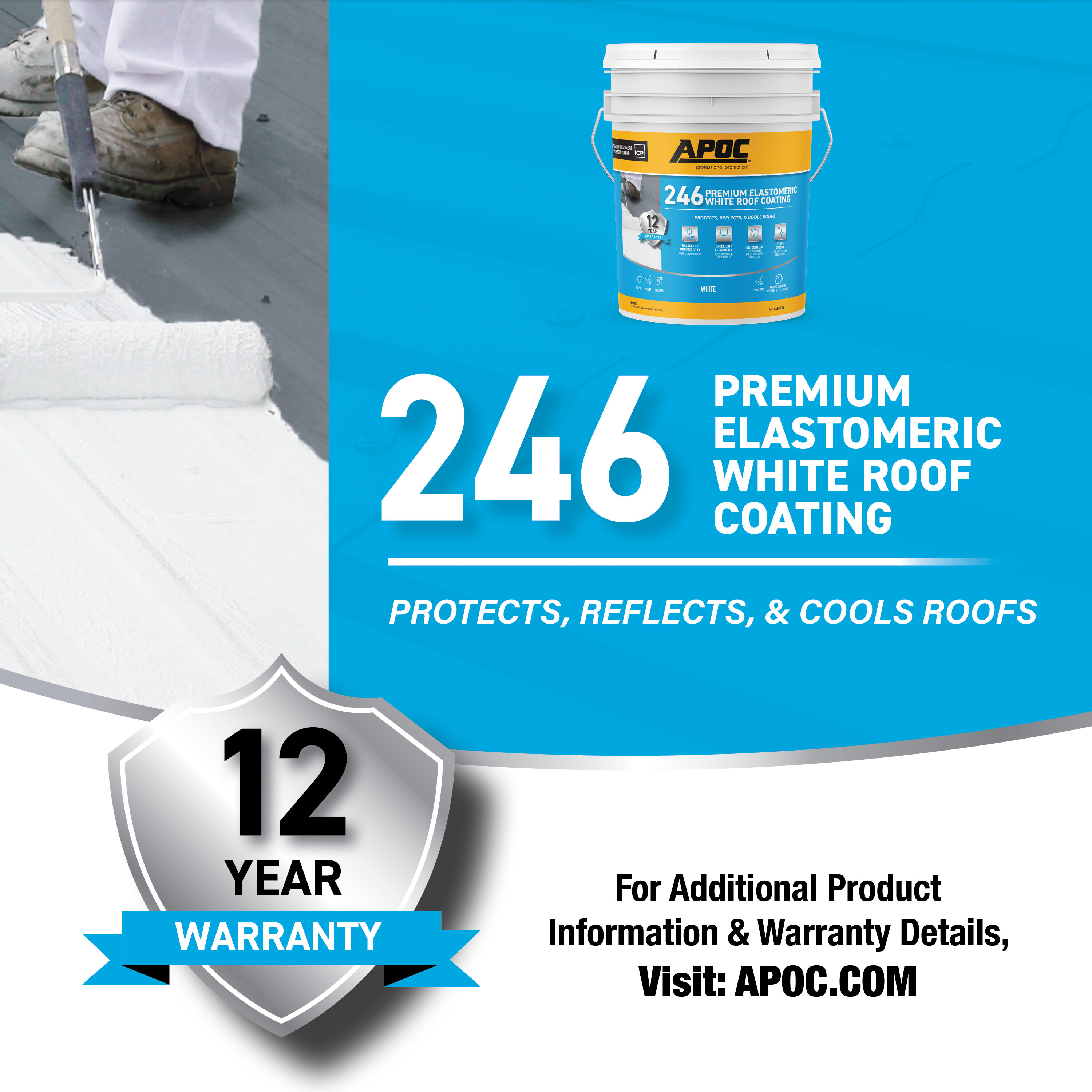 APOC 246 4.75-Gallon White Elastomeric Reflective Roof Coating (12-year  Limited Warranty) in the Reflective Roof Coatings department at