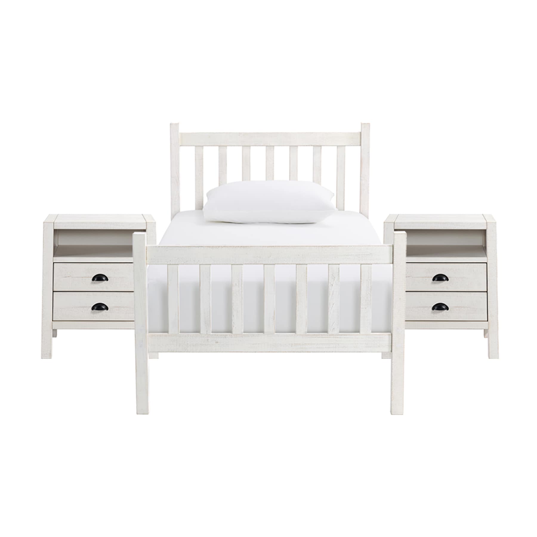 Alaterre Furniture ANWI1031R4 Driftwood White Twin Bedroom Set