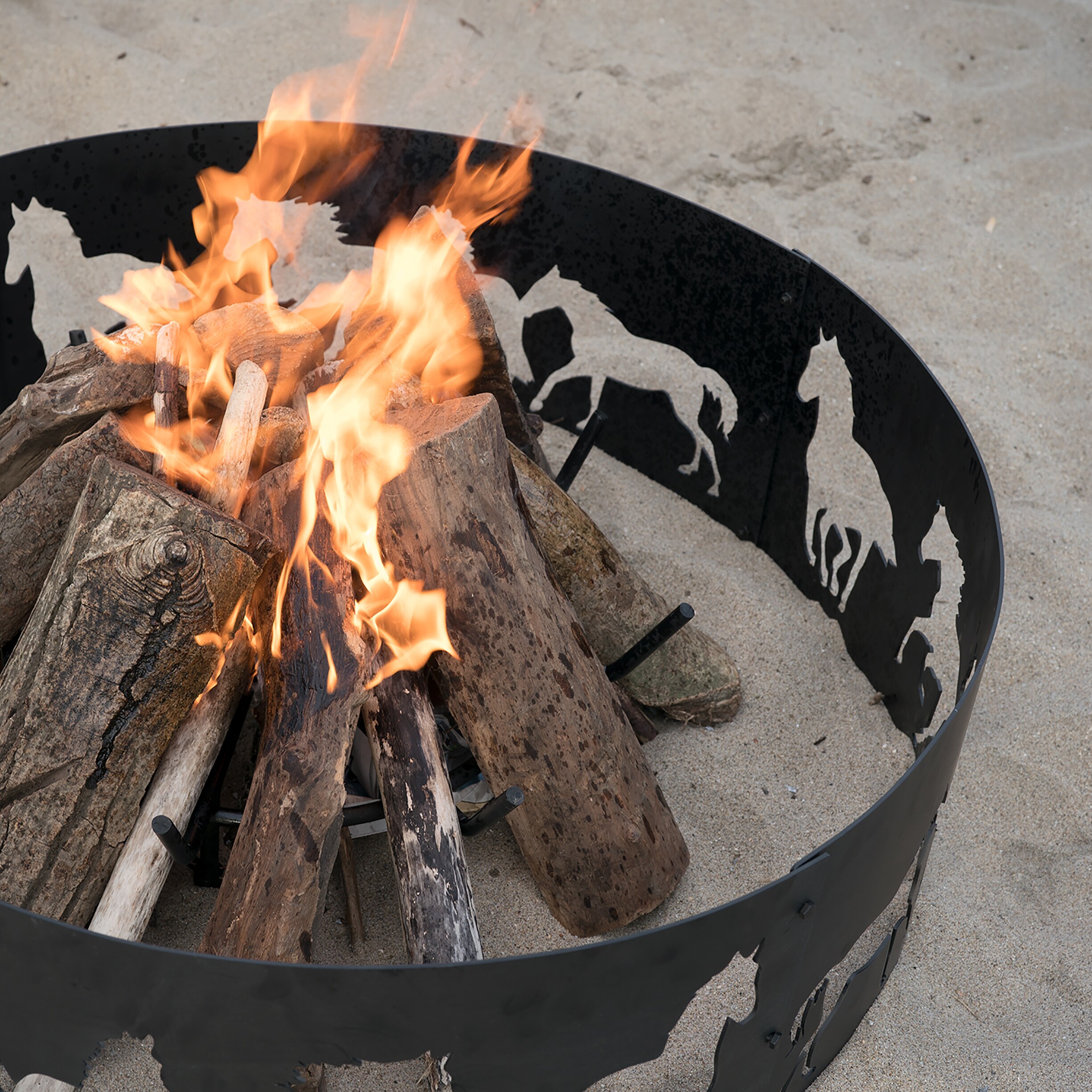 24-Inch Black Steel Round Fire Pit Log Grate