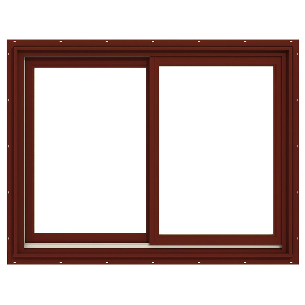 JELD-WEN LOWOLJW140500130 W-5500 Mesa Red Exterior Natural Unfinished Pine Interior Left/Right Handed Aluminum-clad Sliding Window Annealed Glass (Full Screen Included)