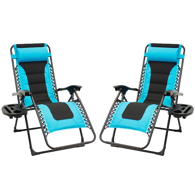 Patio Premier 2pk Padded Gravity Chairs With Foot Cover And Big Cup Holder Turquoise Black In The Department At Com - Patio Chair Armrest Covers