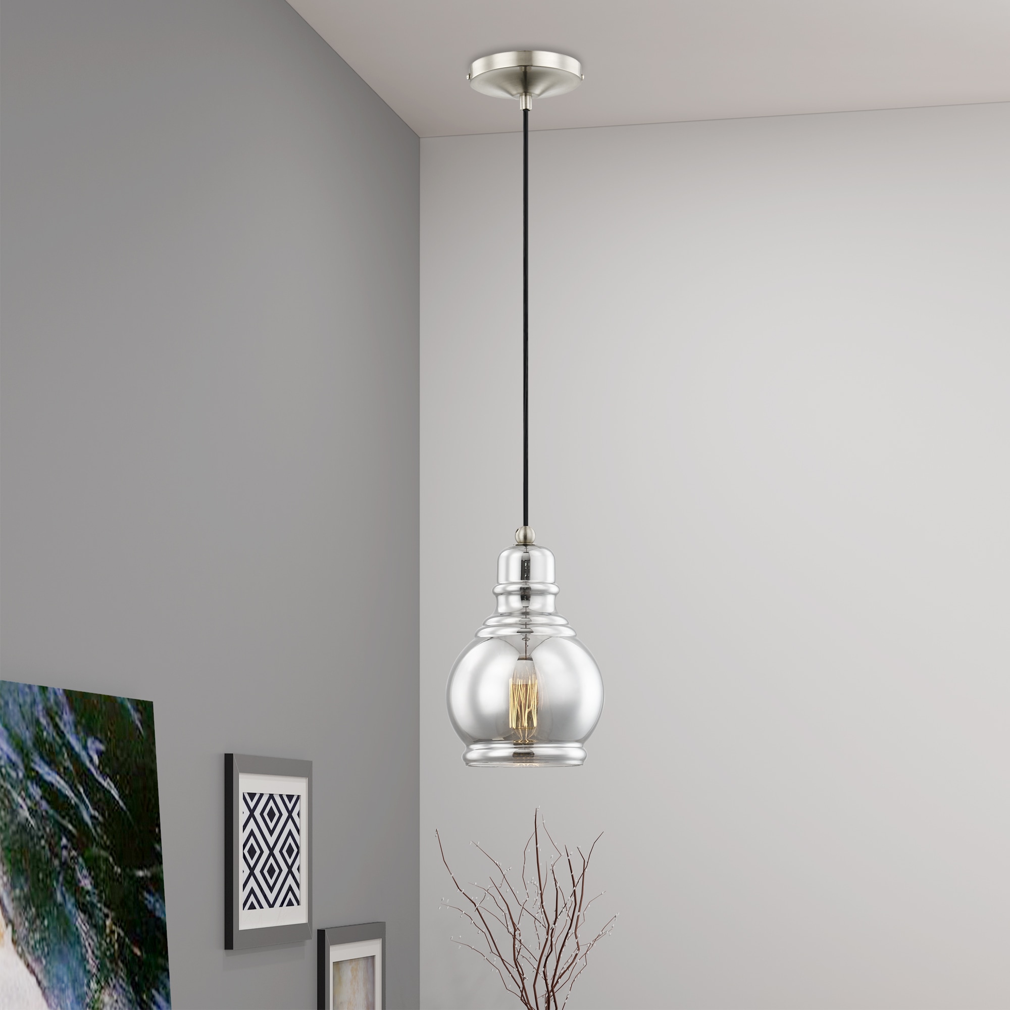 Elegant Brushed Nickel Mini-Pendant with Smoke Glass Shade