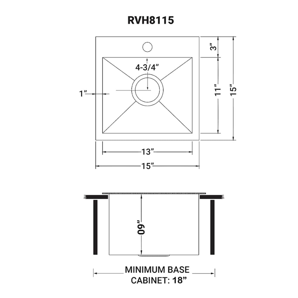 Ruvati 15" Brushed Stainless Steel Drop-In Bar Sink