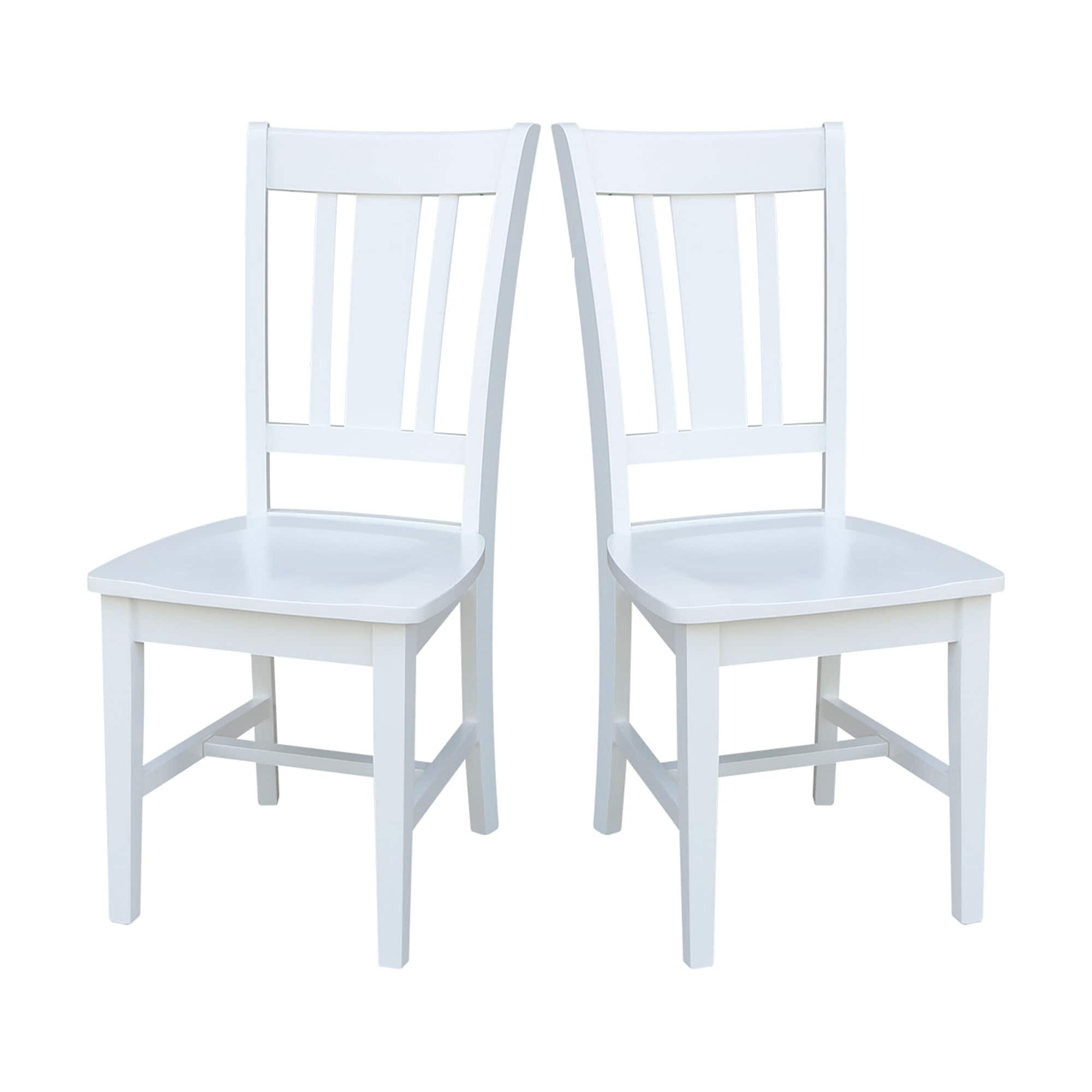 White High Back Solid Wood Slat Dining Chair Set