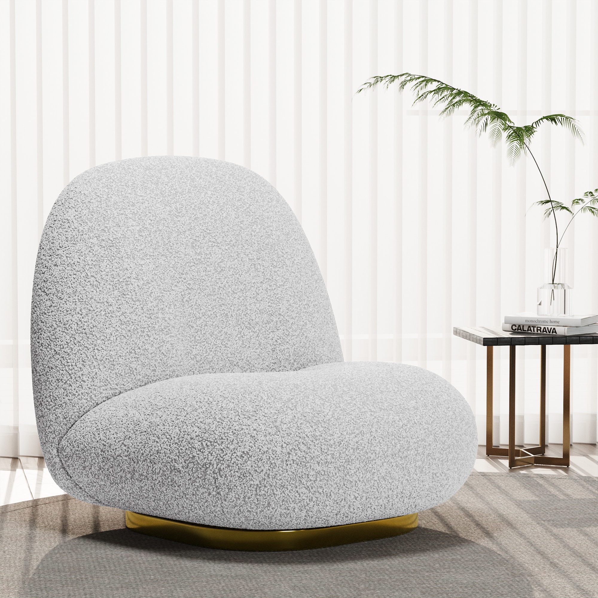 LTMATE LSC601W Modern White Velvet Accent Chair