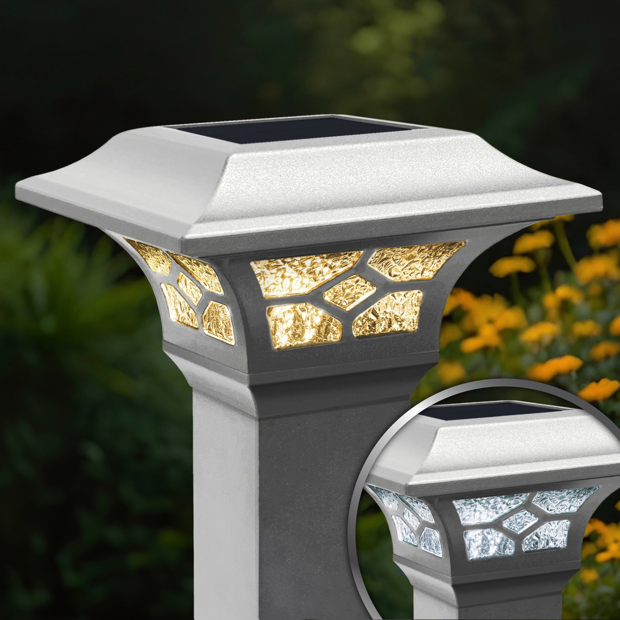 Classy Caps 3-in x 3-in 20-Lumen 1-Watt White Solar LED Outdoor Post Cap Light (4500 K)