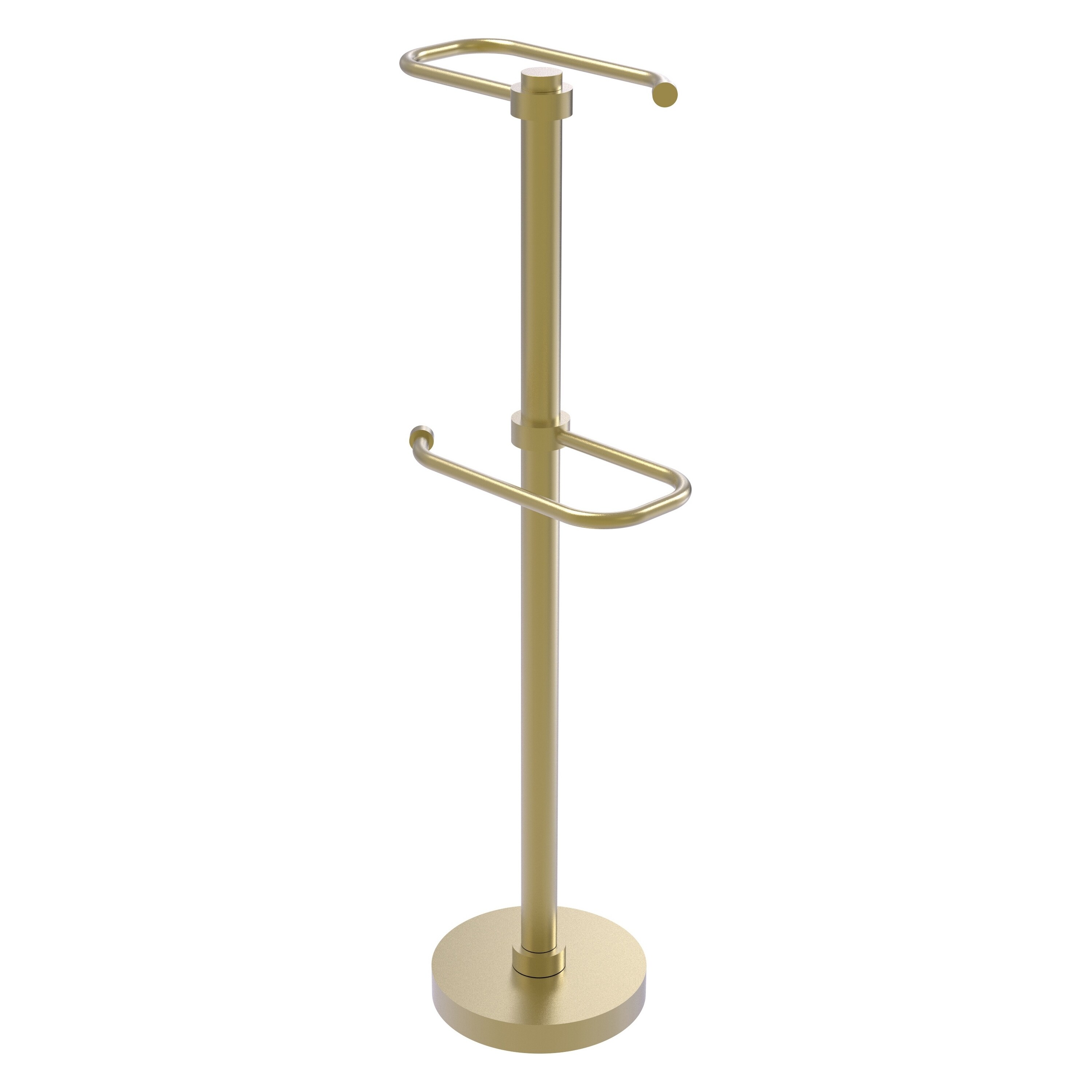Allied Brass TS-26-SBR Satin Brass Freestanding Single post Toilet Paper Holder 2 -Rolls