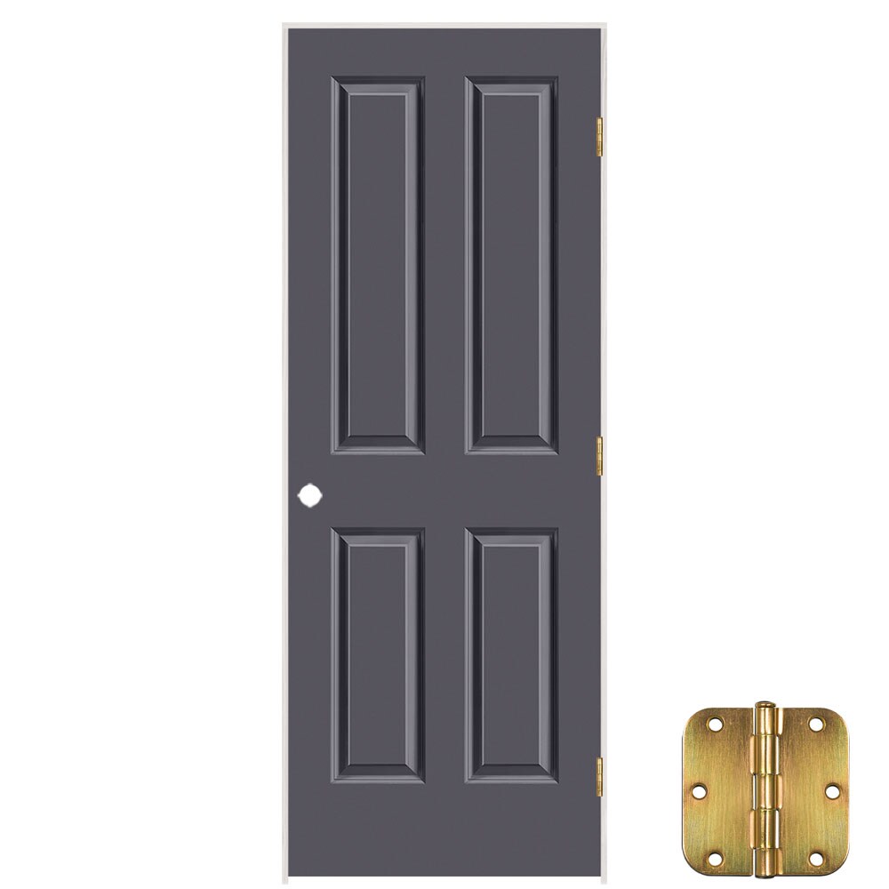 Masonite 641121 30-in x 80-in Slate Solid core 4 panel square Left hand Smooth Prefinished Molded composite Flat Jamb Single Prehung Interior Door