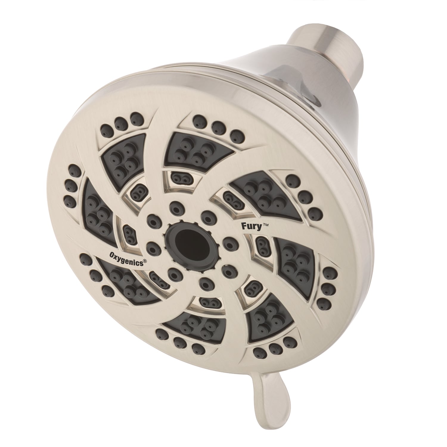 Oxygenics Fury Brushed Nickel Round Fixed Shower Head 1.8-GPM (6.8 