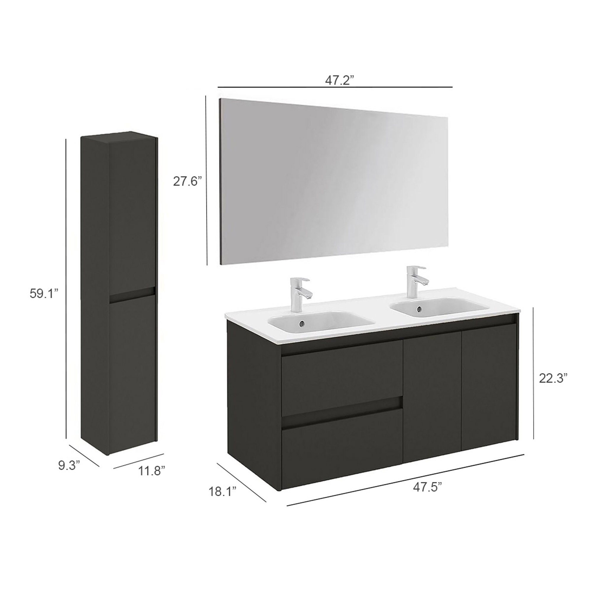 WS Bath Collections AMBRA 120DBL PA 2 AN Bath-Vanity-Combo - View #4