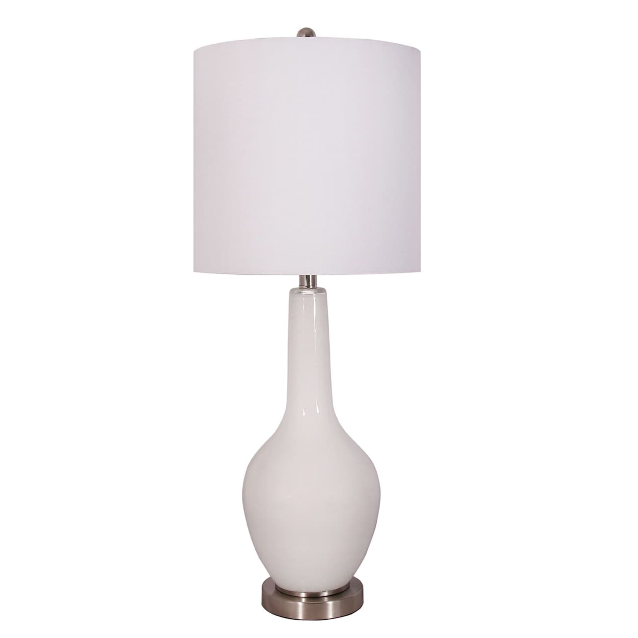 HomeRoots Set of 2 White Modern Glass Table Lamps in the Table Lamps ...