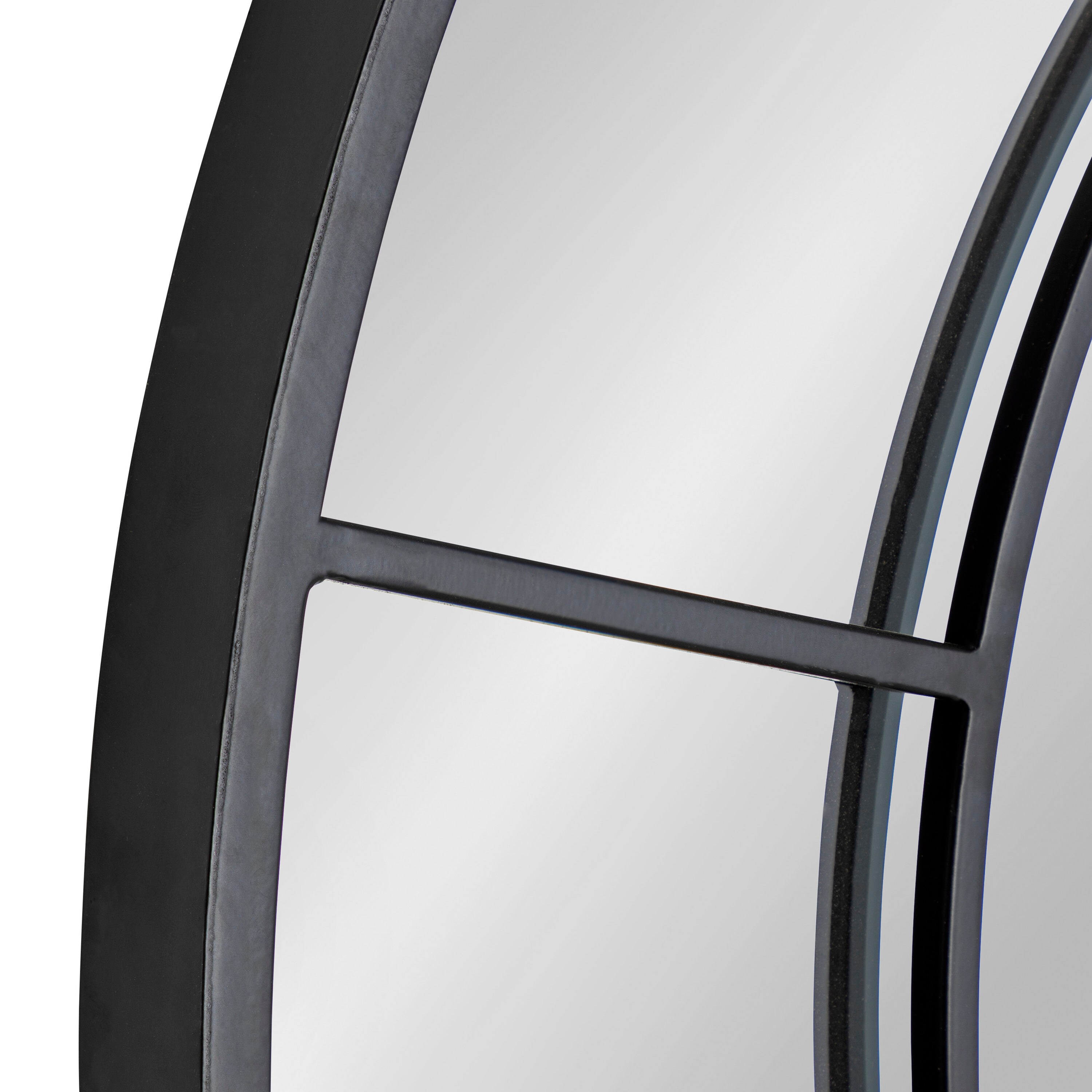 Kaveena 30" Round Black Metal Framed Wall Mirror