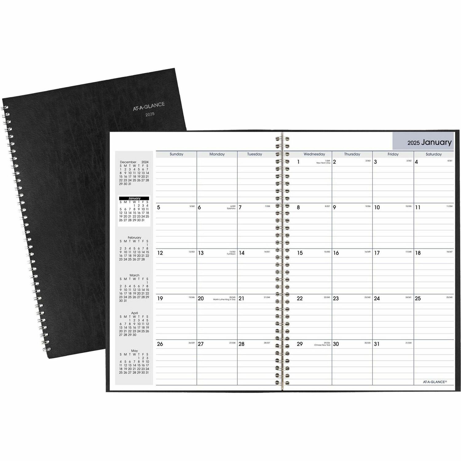 AT-A-GLANCE SPRAAGSK200 DayMinder Monthly Planner  Ruled Blocks  12 x 8  Black Cover  14 Month Dec 2025 to Jan 2027