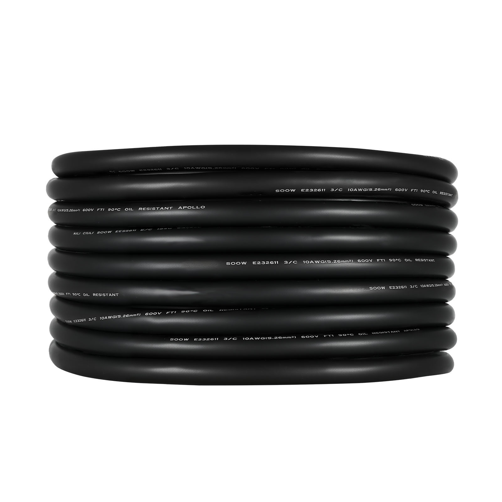 VEVOR SCBXSDYXSOOW10924V8 50 FT 10AWG Portable Power Cable (3 Conductor) Heavy Duty 600V SOOW Electrical Copper Extension Cable Industrial Grade Electric Wire Premium CPE Rubber Jacket Power Cord for Welder Machine - Thumbnail