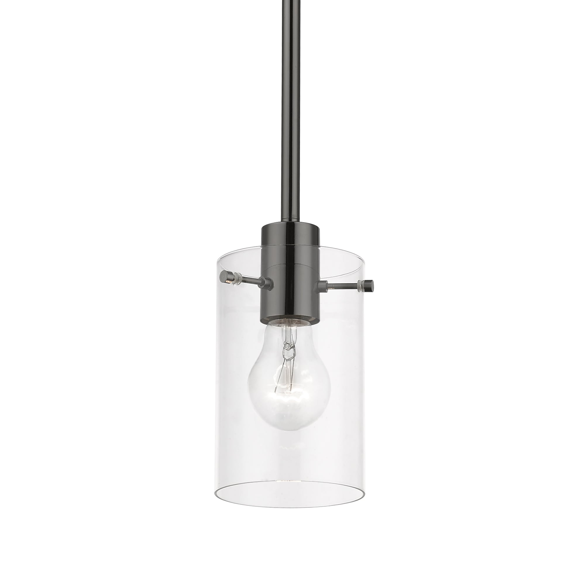 Munich Mini Pendant in Black Chrome with Clear Glass Shade